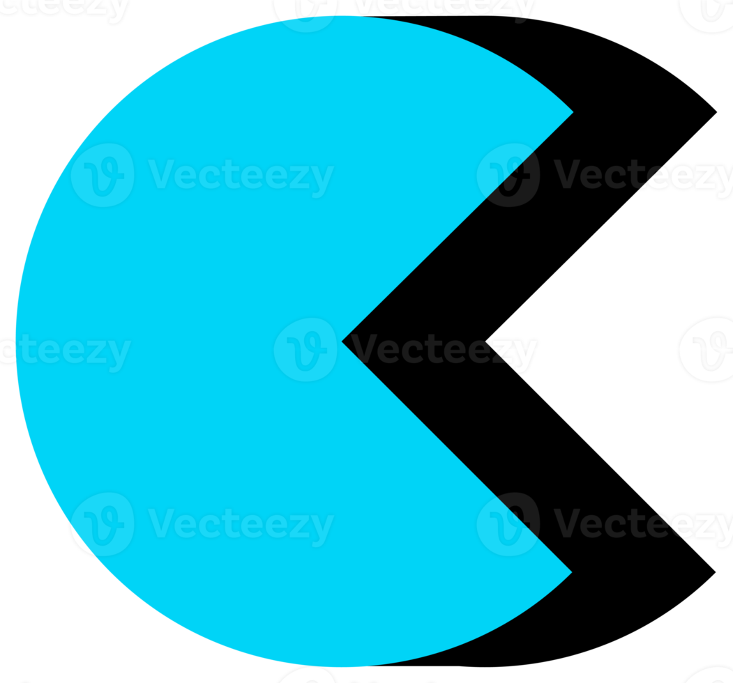 Geometric object in black and blue colors. PNG with transparent background
