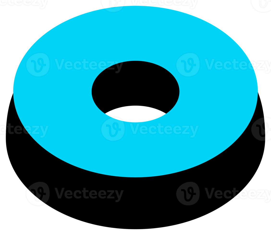 Geometric object in black and blue colors. PNG with transparent background