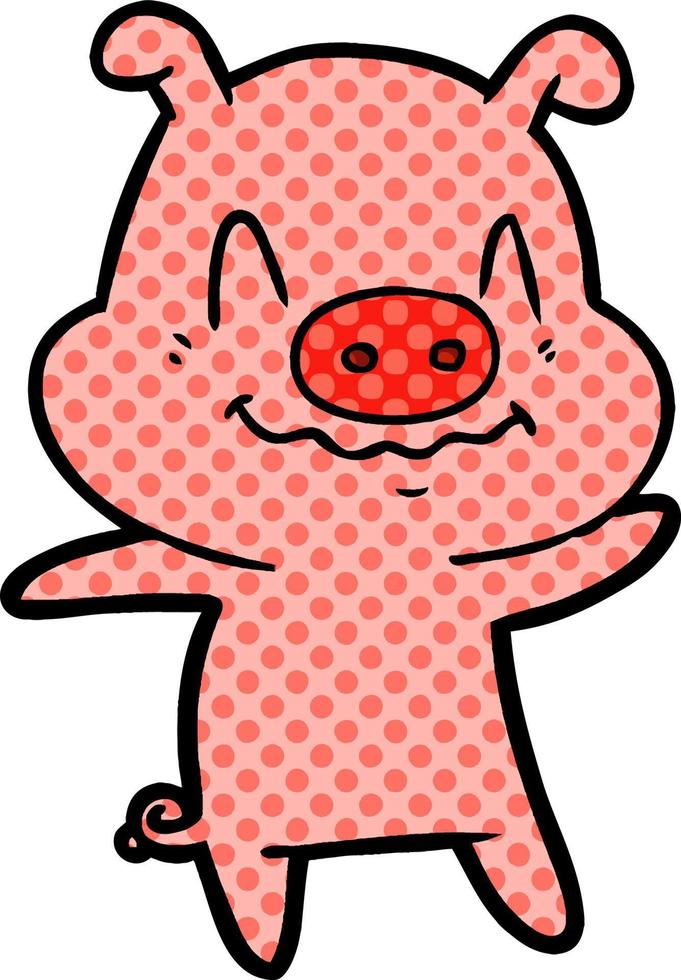 nervous cartoon pig vector