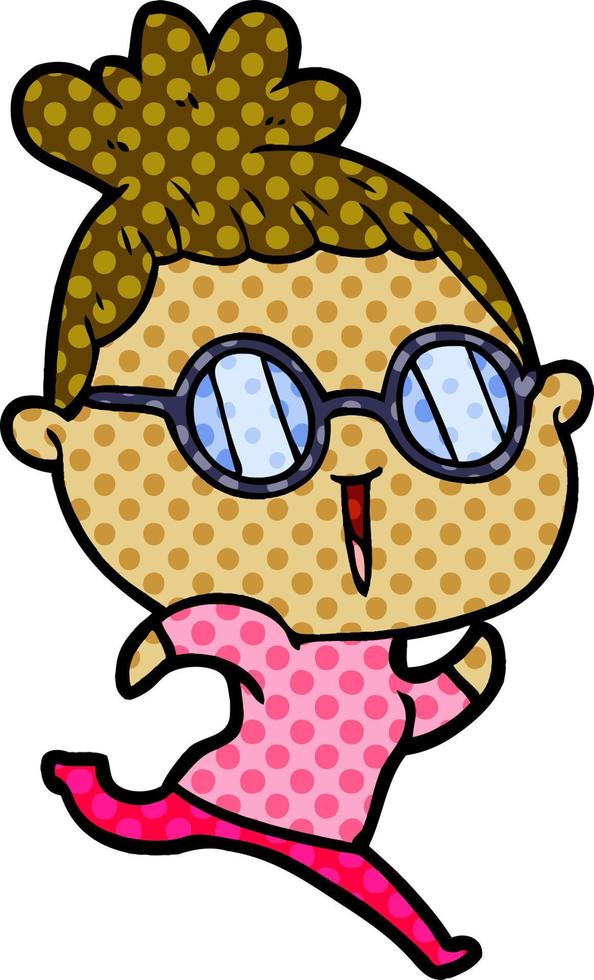 cartoon woman wearing spectacles vector