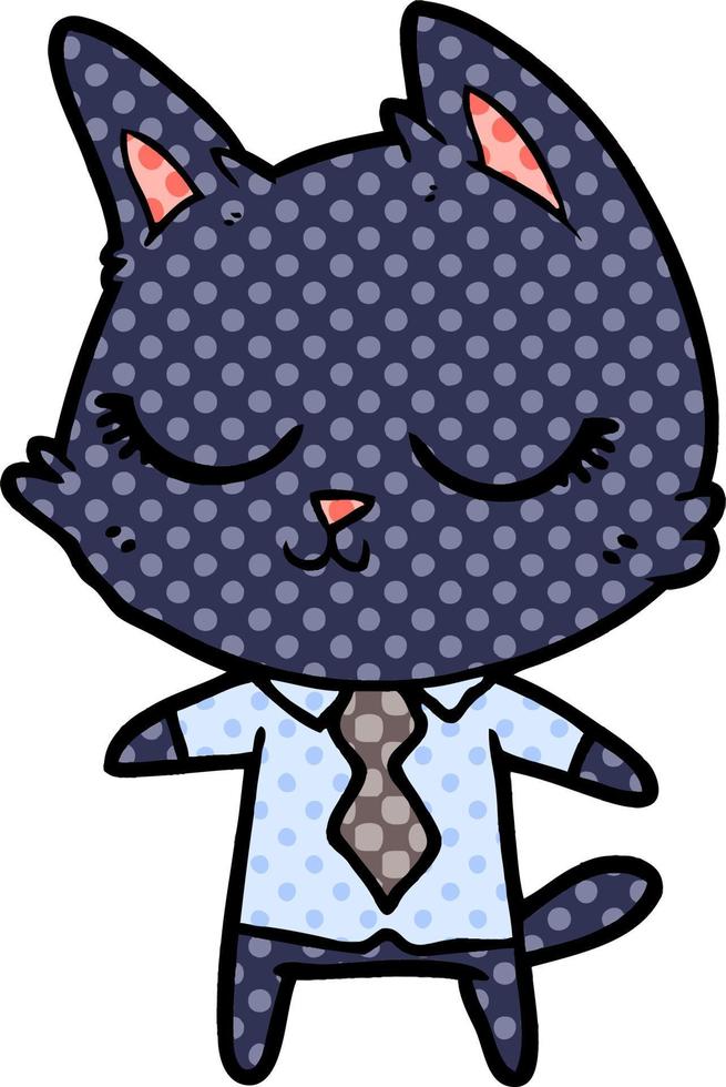 calm cartoon cat vector