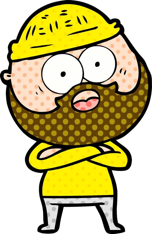 cartoon surprised bearded man vector