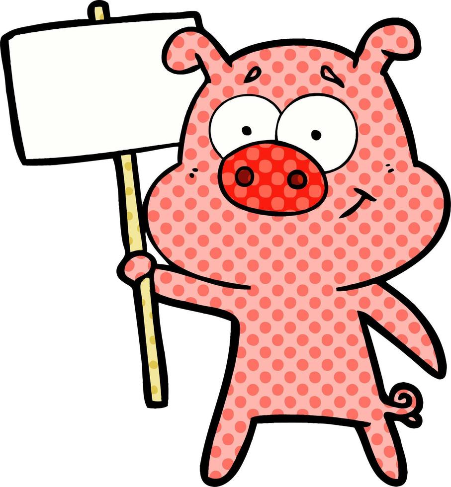 happy cartoon pig vector