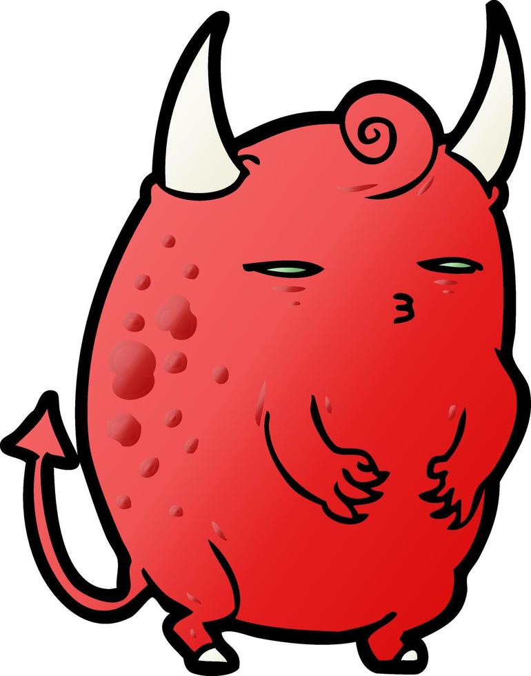 cartoon fat little halloween devil vector