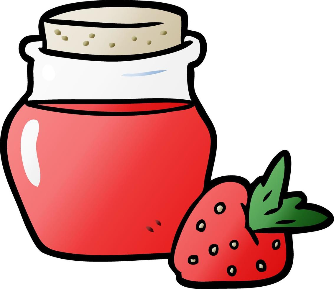cartoon jar of strawberry jam vector