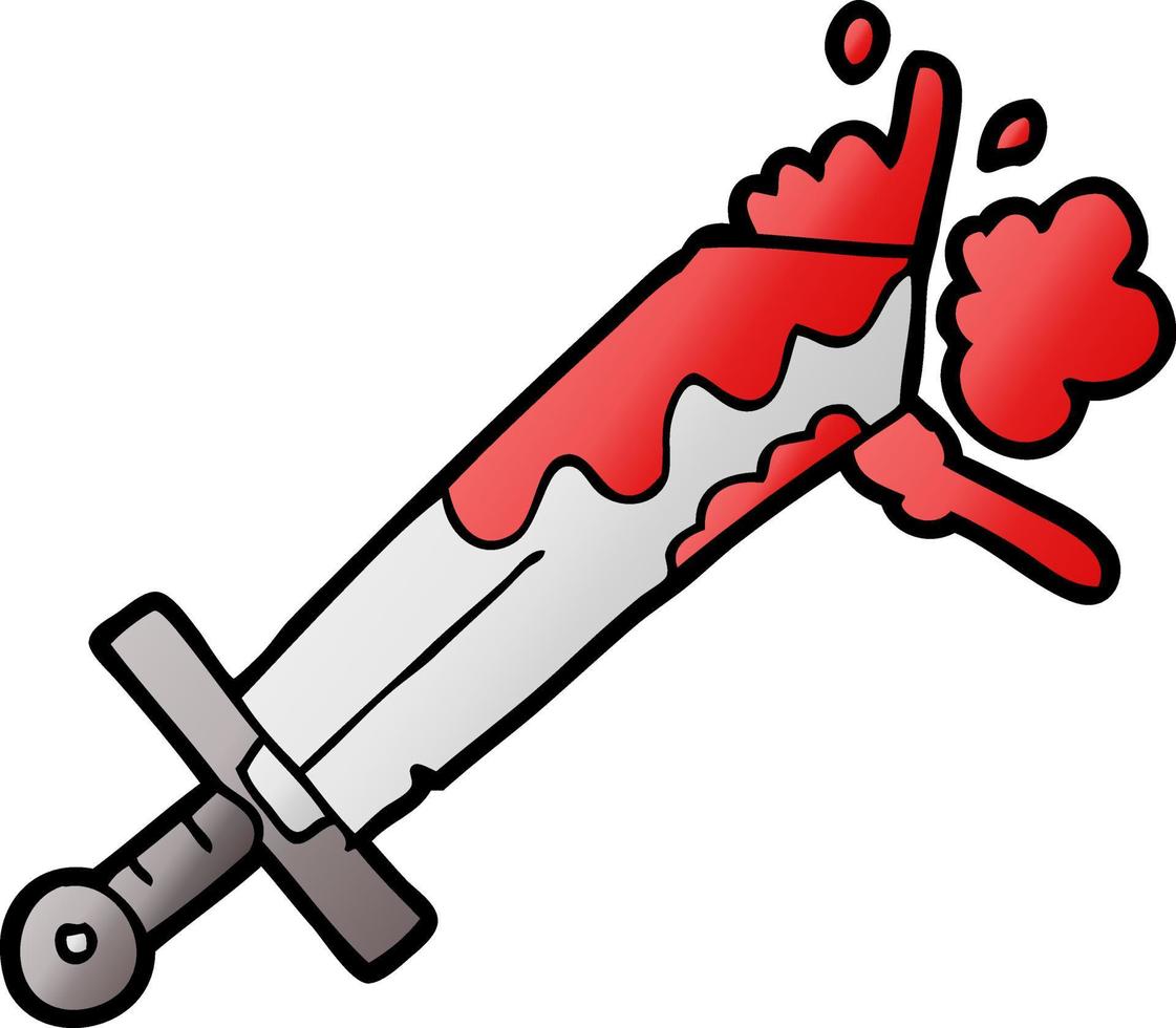 bloody cartoon sword vector