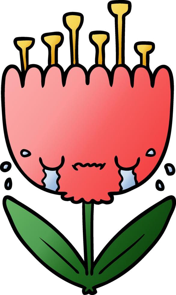 crying cartoon flower vector