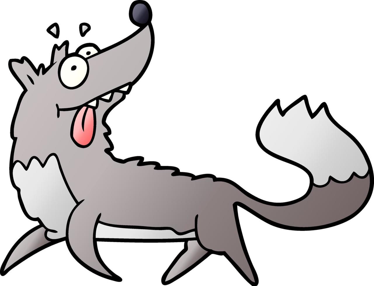 cartoon hungry wolf vector