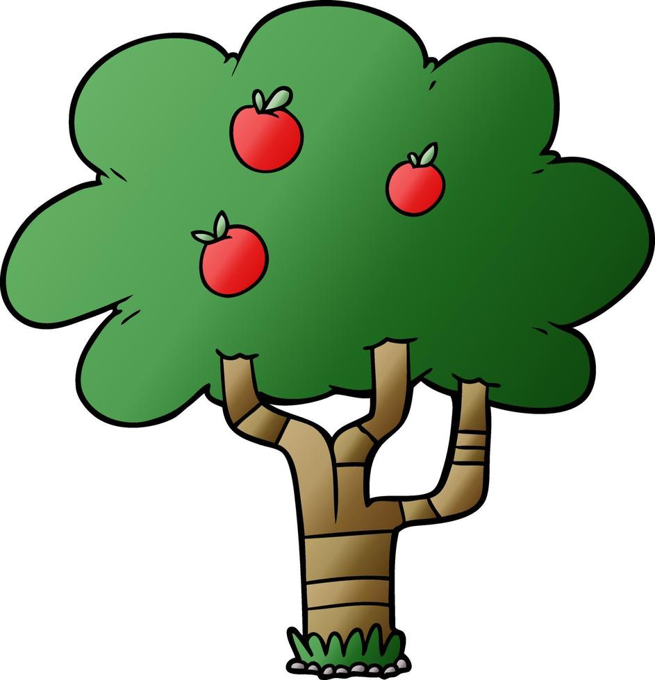 cartoon apple tree vector