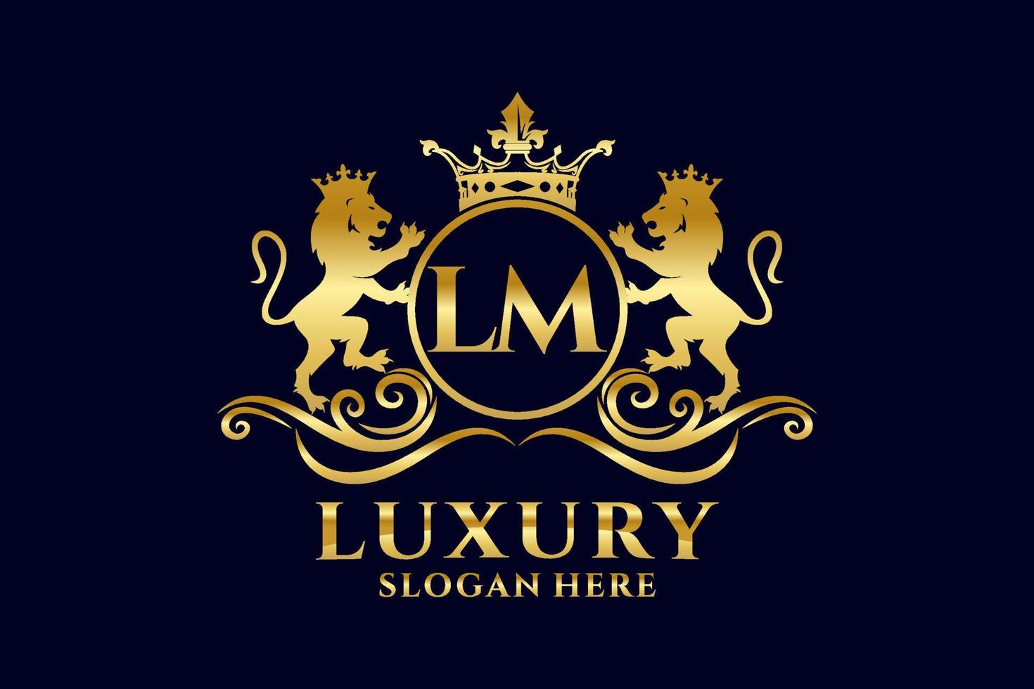 Initial LM Letter Lion Royal Luxury Logo template in vector art for luxurious branding projects and other vector illustration.