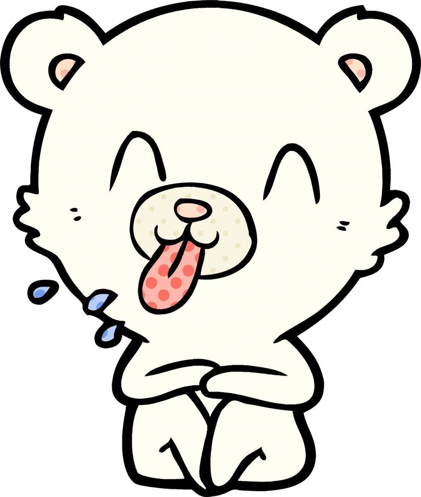 rude cartoon polar bear sticking out tongue vector