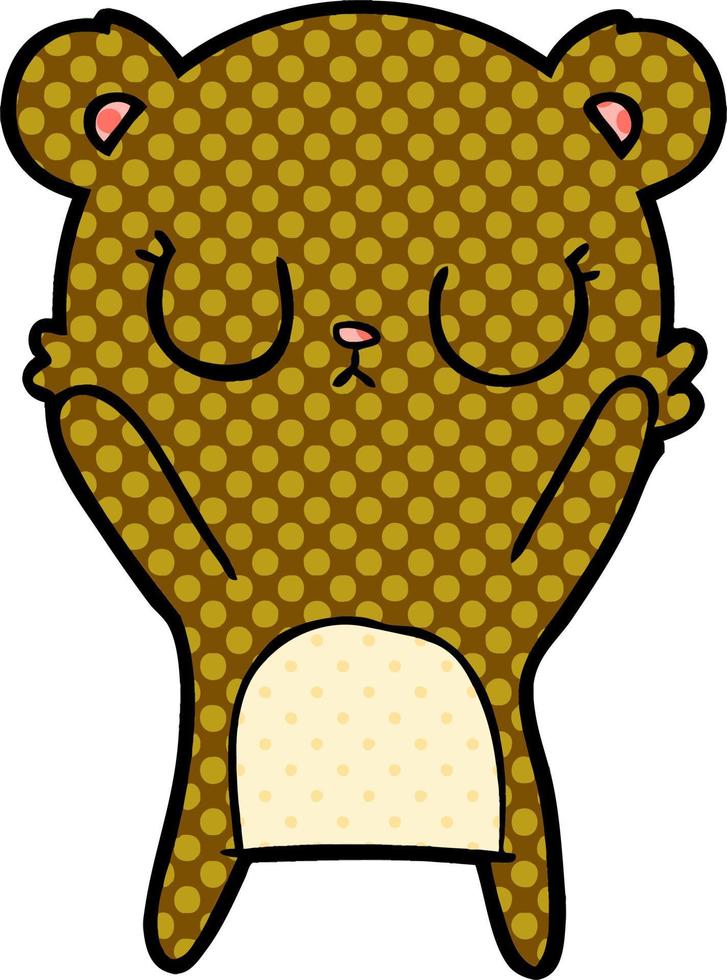 peaceful cartoon bear cub vector