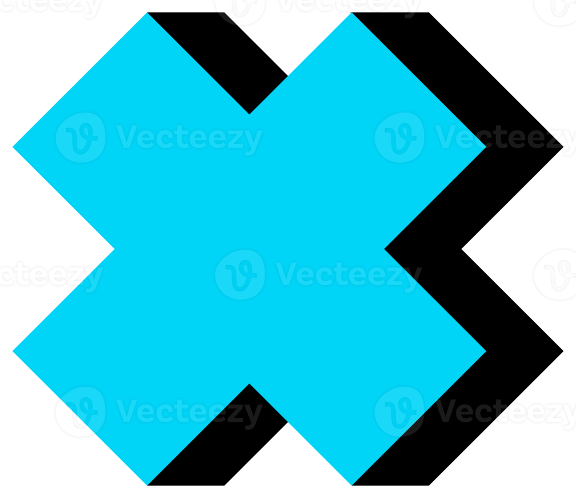 Geometric object in black and blue colors. PNG with transparent background