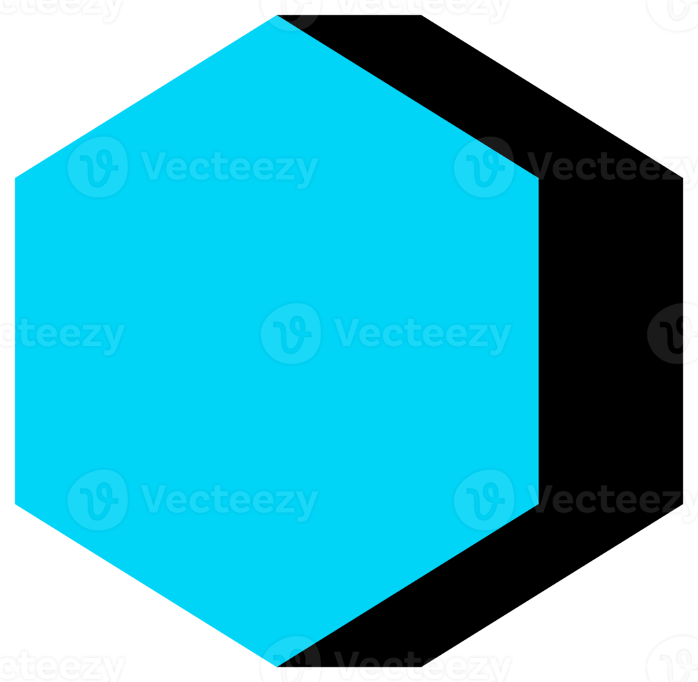 Geometric object in black and blue colors. PNG with transparent background