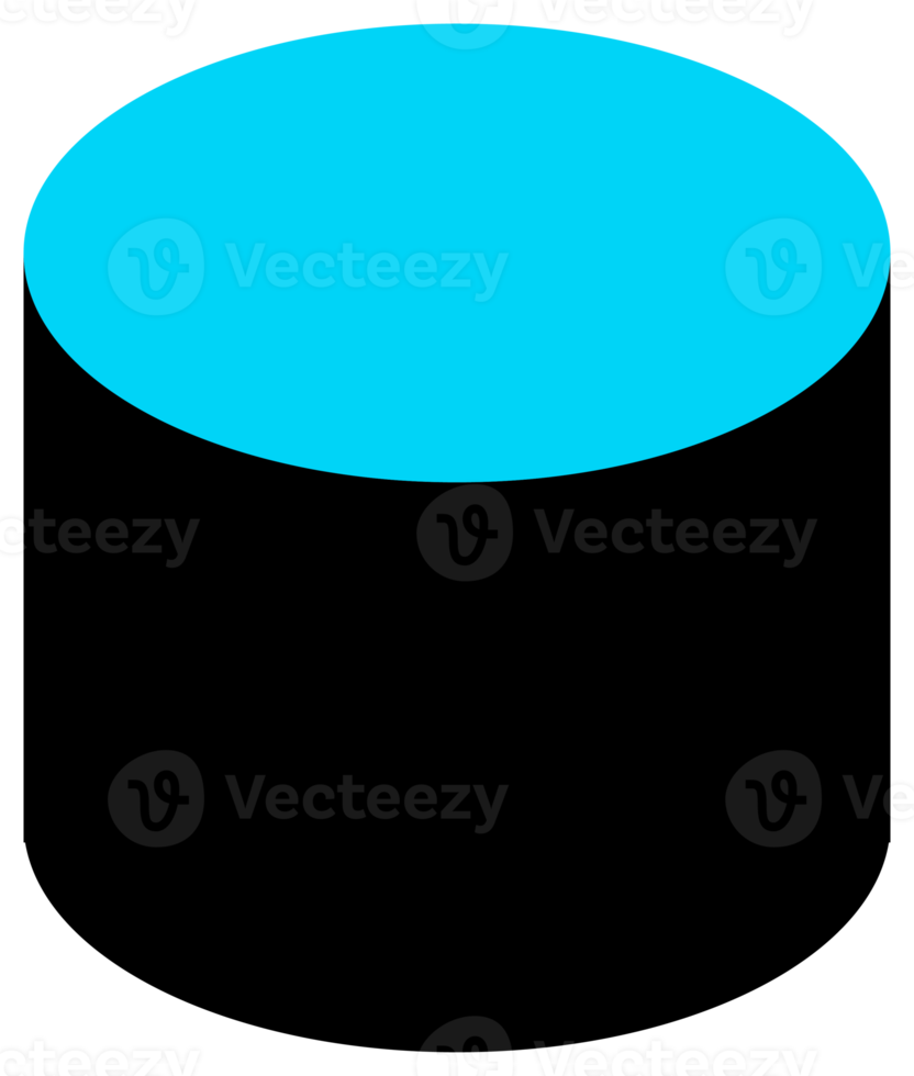 Geometric object in black and blue colors. PNG with transparent background