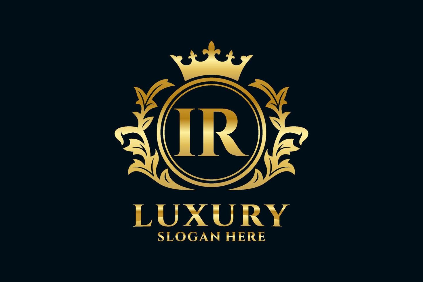 Initial IR Letter Royal Luxury Logo template in vector art for luxurious branding projects and other vector illustration.