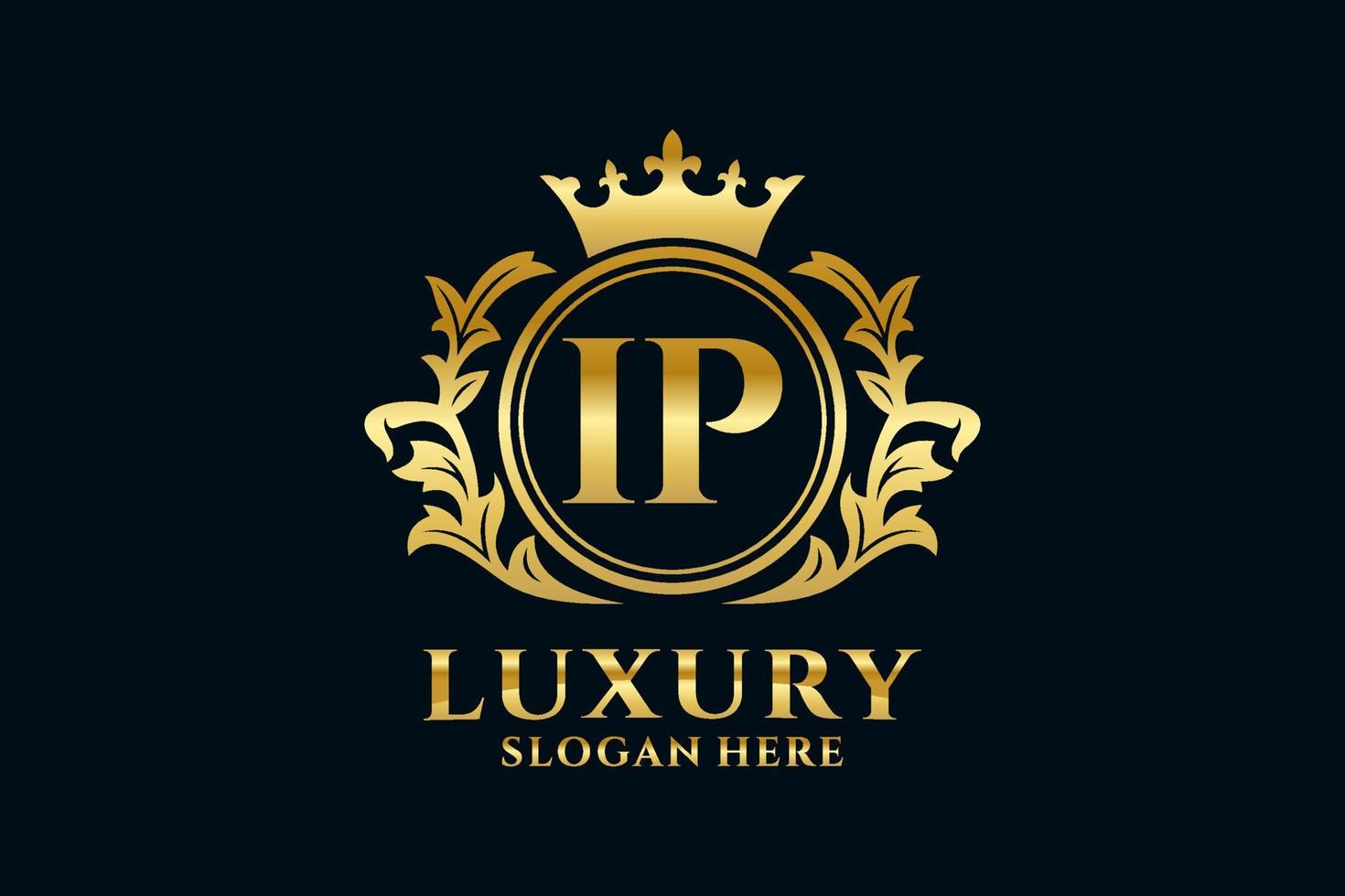 Initial IP Letter Royal Luxury Logo template in vector art for luxurious branding projects and other vector illustration.