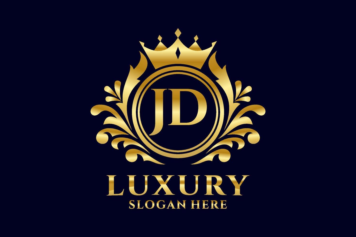 Initial JD Letter Royal Luxury Logo template in vector art for luxurious branding projects and other vector illustration.