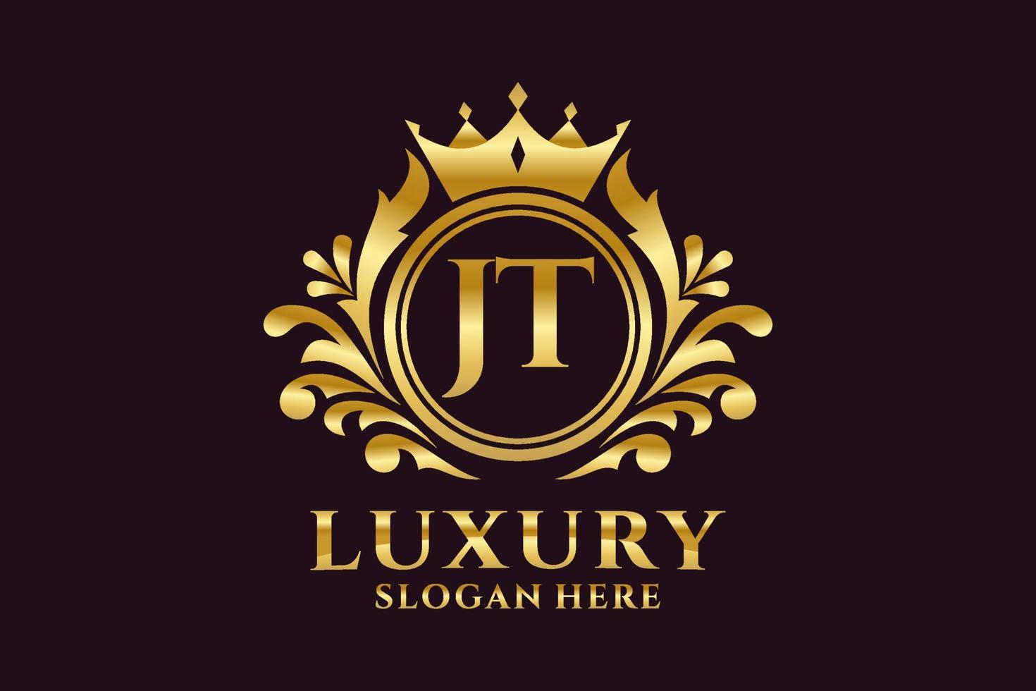 Initial JT Letter Royal Luxury Logo template in vector art for luxurious branding projects and other vector illustration.