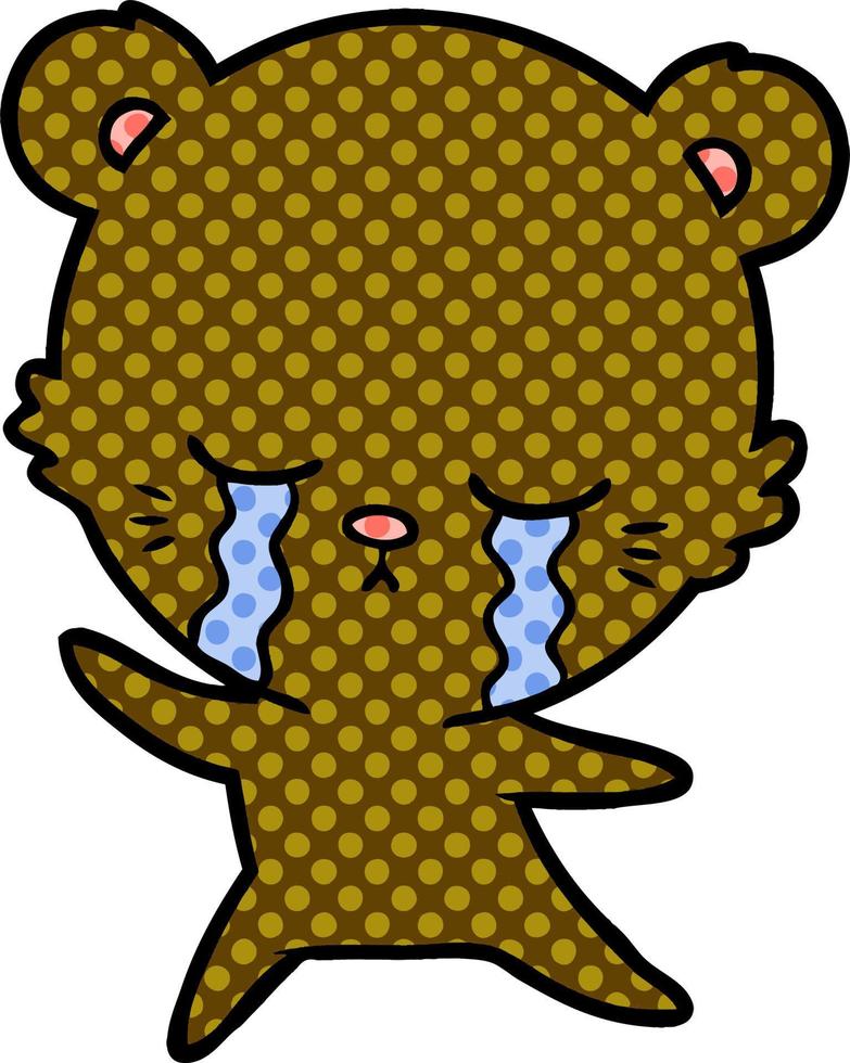 crying cartoon bear vector