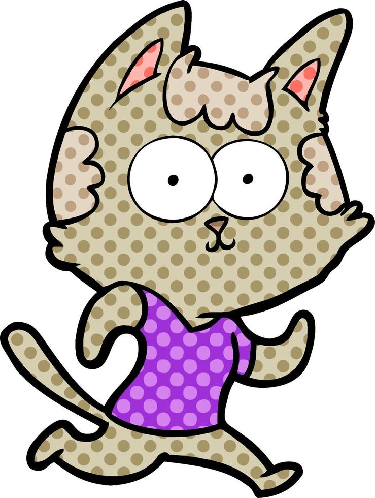 happy cartoon cat jogging vector