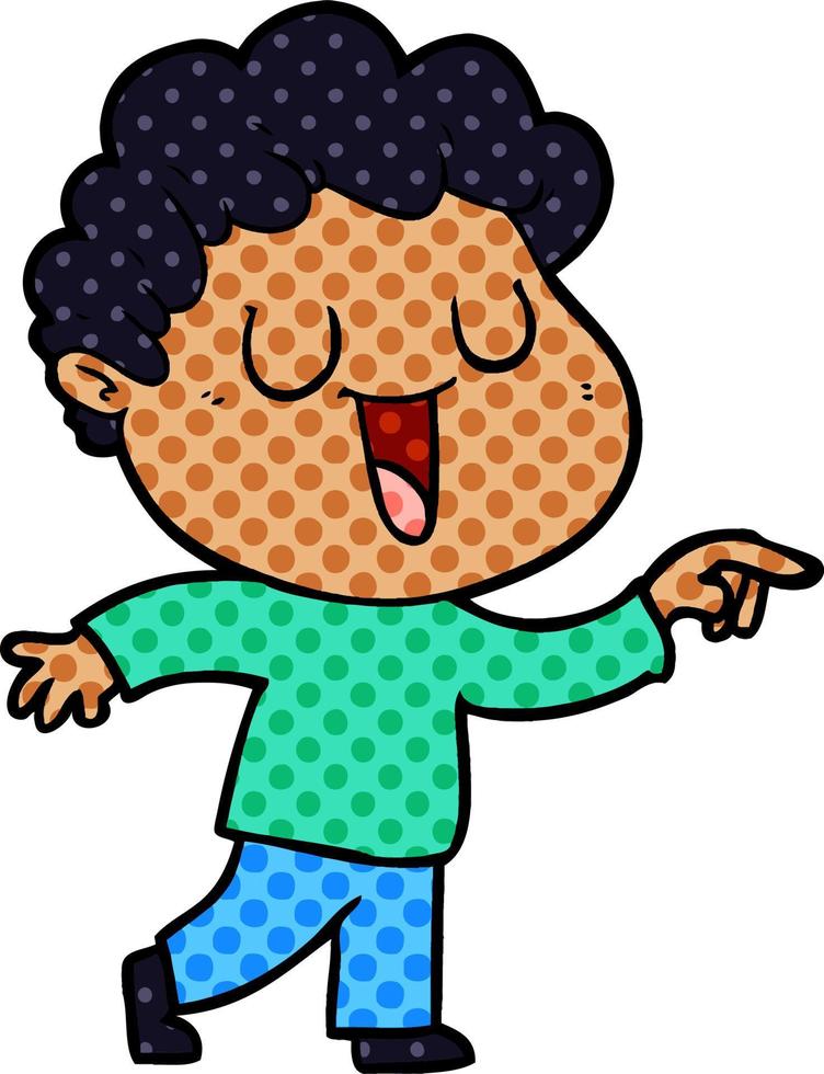 laughing cartoon man pointing vector