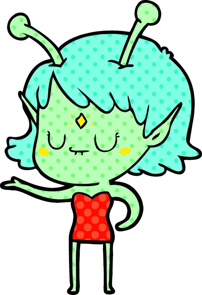 cartoon alien girl vector