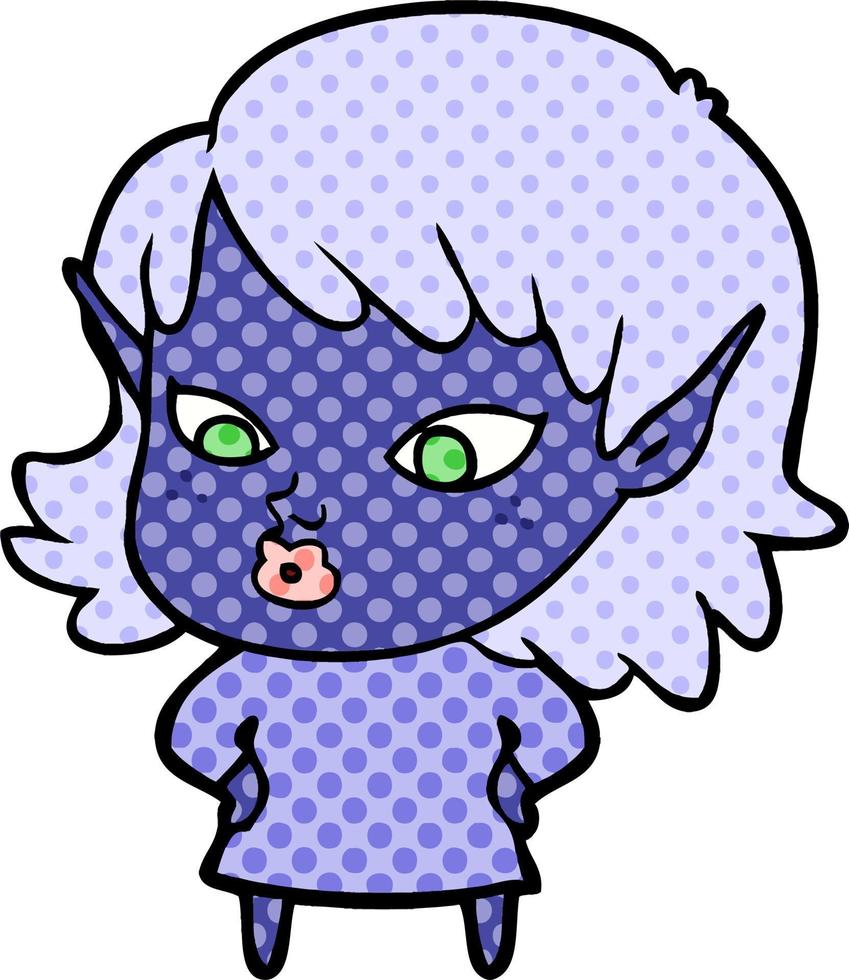 chica elfo de dibujos animados bonita vector