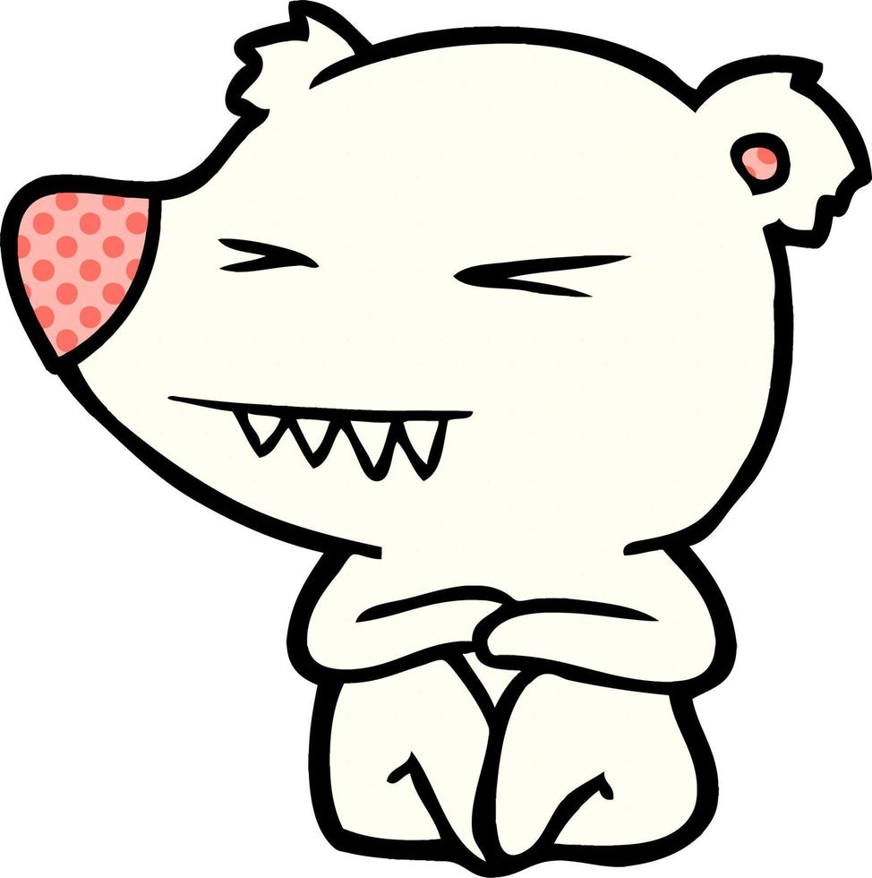 angry polar bear cartoon sitting vector