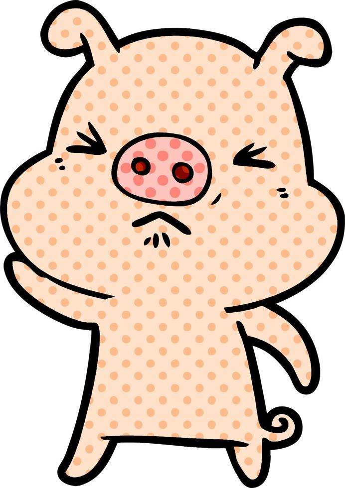 cartoon grumpy pig vector