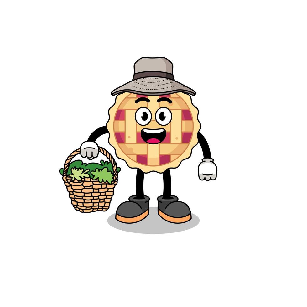 ilustración de personaje de pastel de manzana como herbolario vector