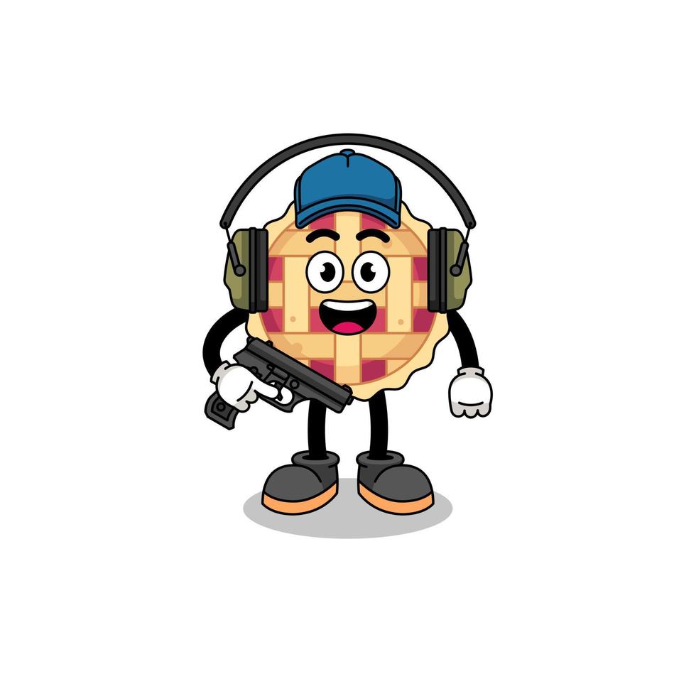 Character mascot of apple pie doing shooting range vector