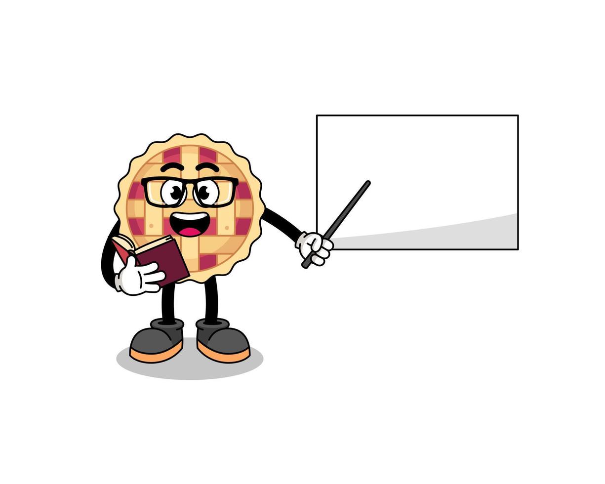Mascot cartoon of apple pie teacher vector