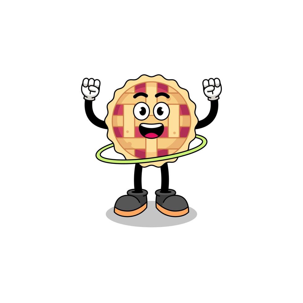 ilustración de personaje de pastel de manzana jugando hula hoop vector