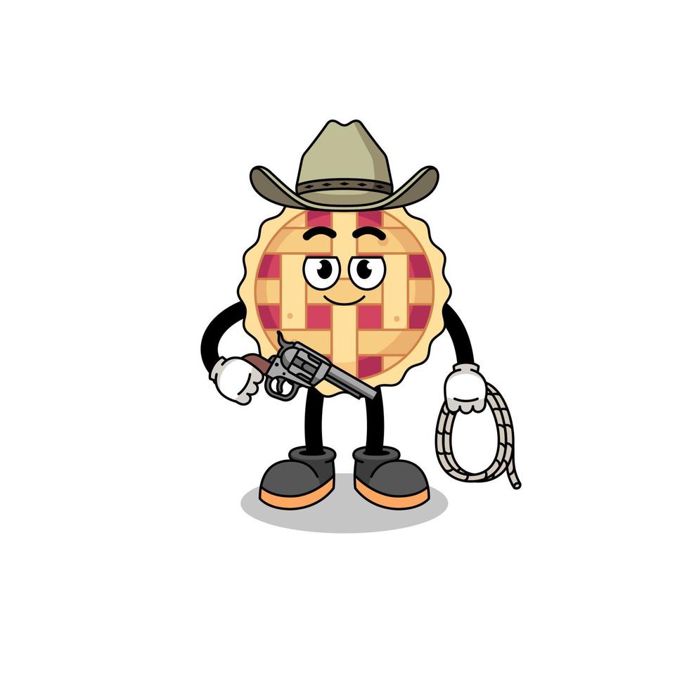 Character mascot of apple pie as a cowboy vector