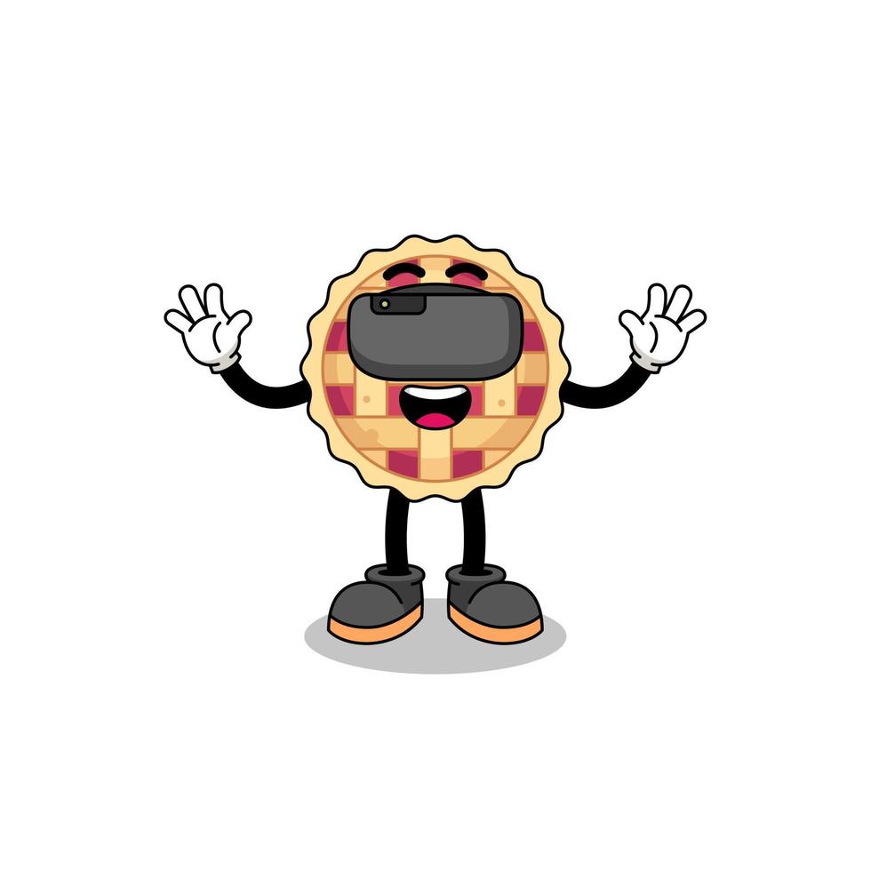 Illustration of apple pie with a vr headset vector