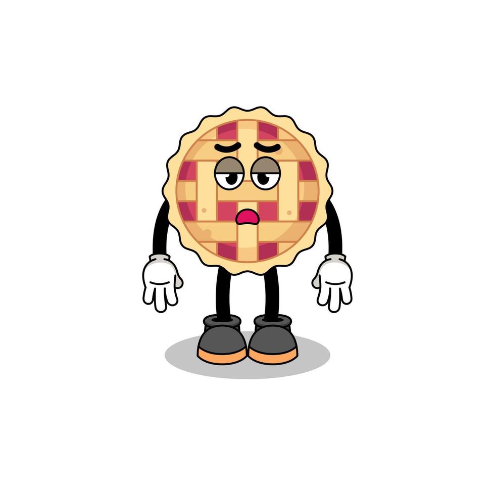 apple pie cartoon with fatigue gesture vector