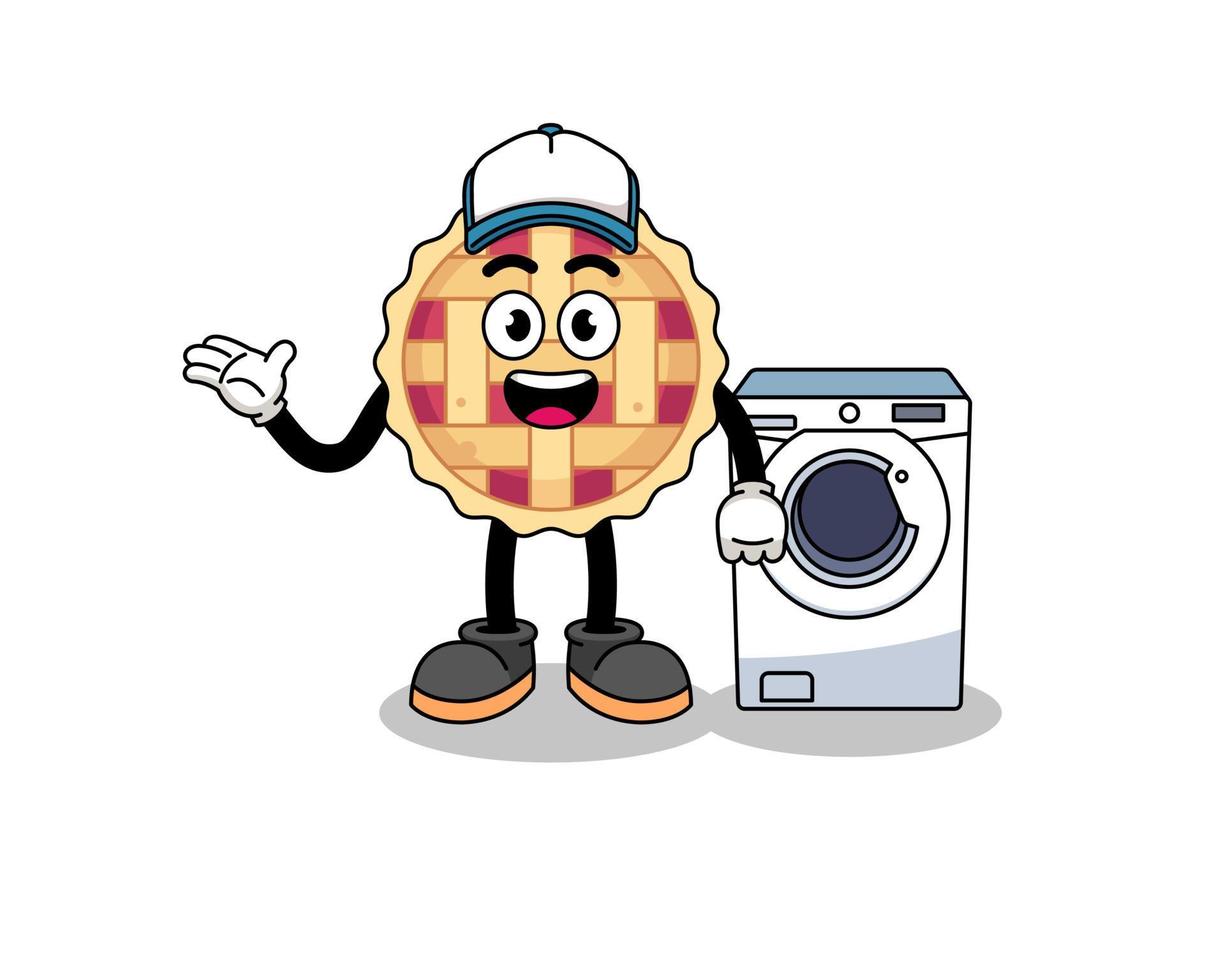 apple pie illustration as a laundry man vector