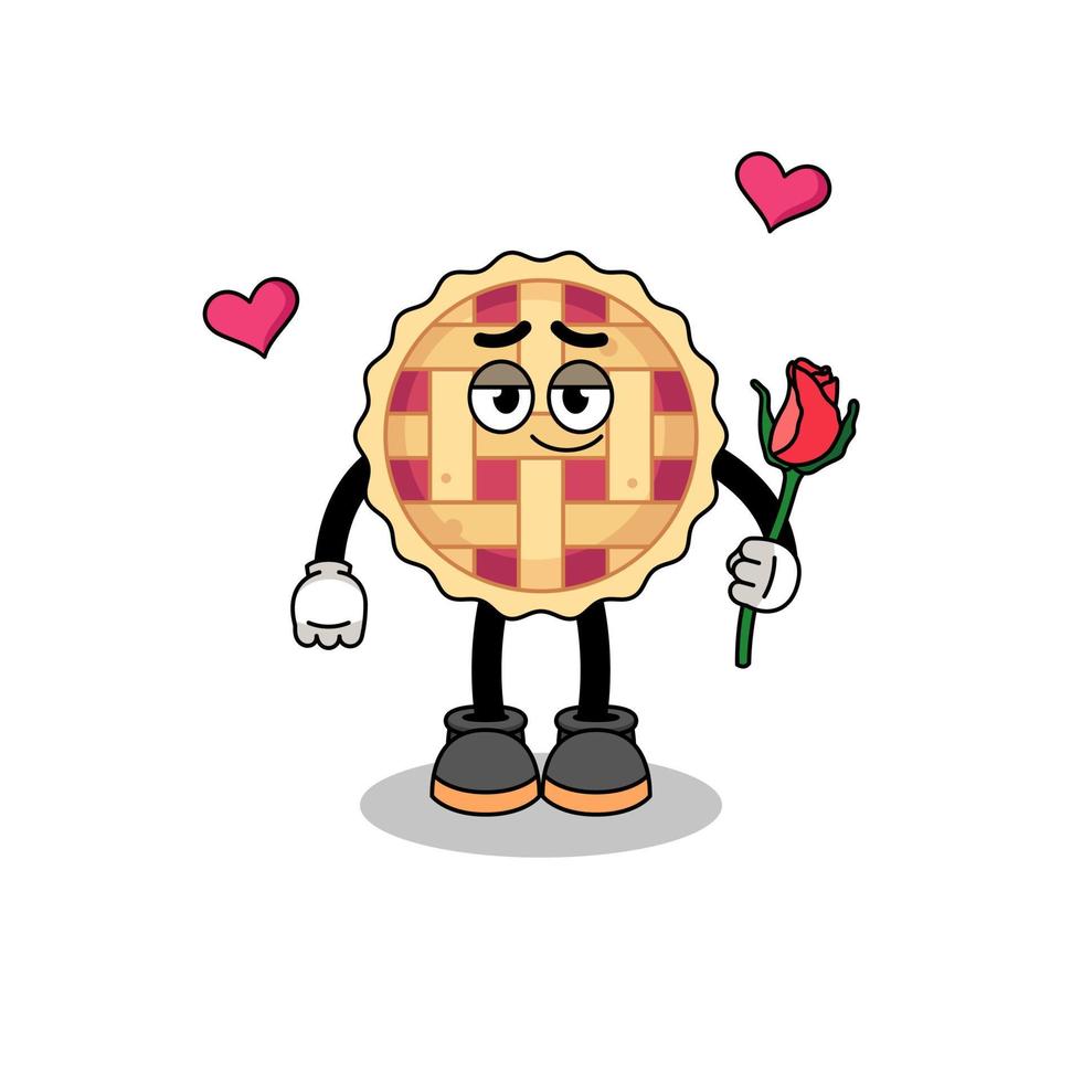apple pie mascot falling in love vector