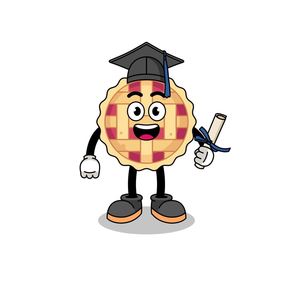 apple pie mascot with graduation pose vector