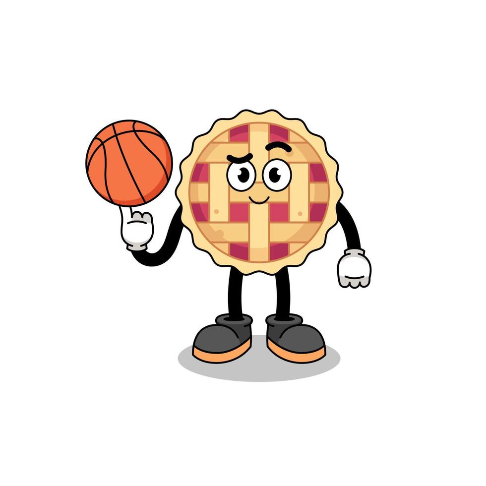 ilustración de tarta de manzana como jugador de baloncesto vector
