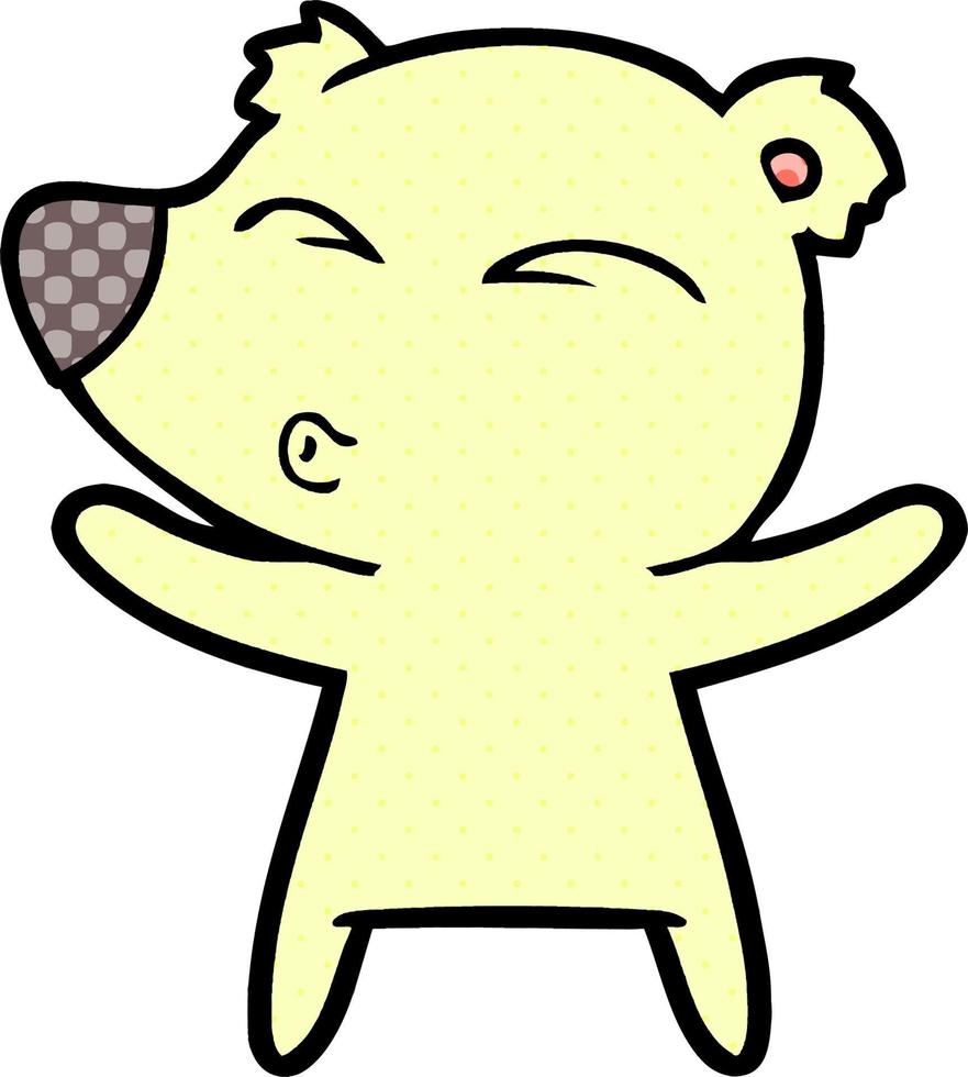 cartoon whistling bear with open arms vector