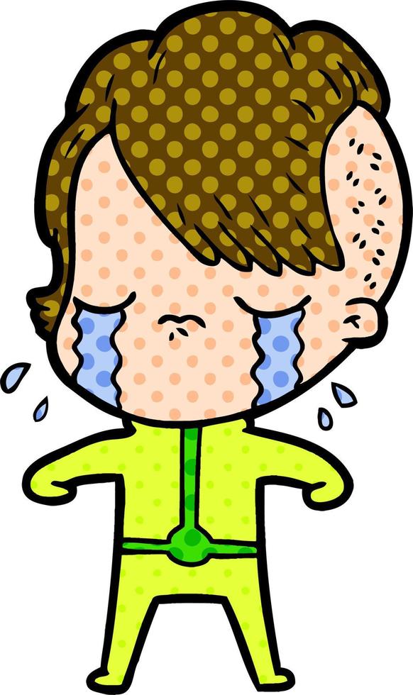 cartoon crying girl vector