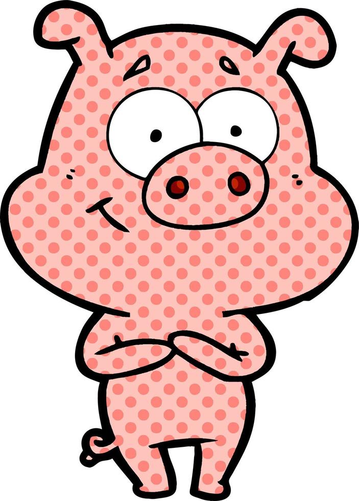happy cartoon pig vector