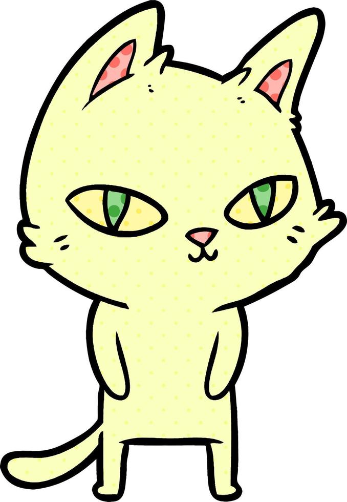 gato de dibujos animados con ojos brillantes vector