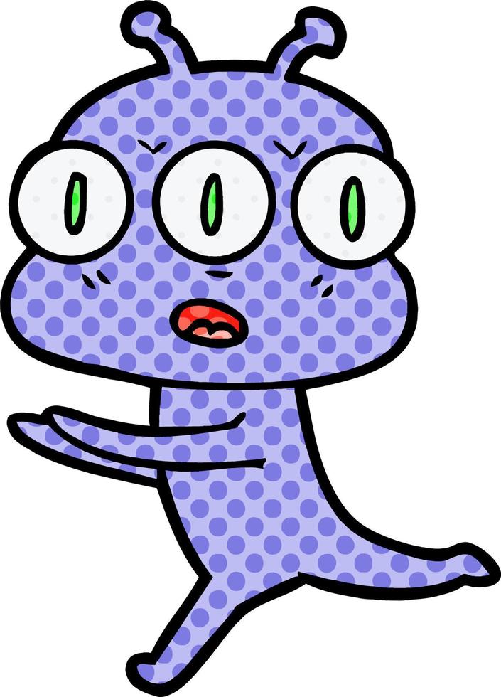 cartoon three eyed alien vector