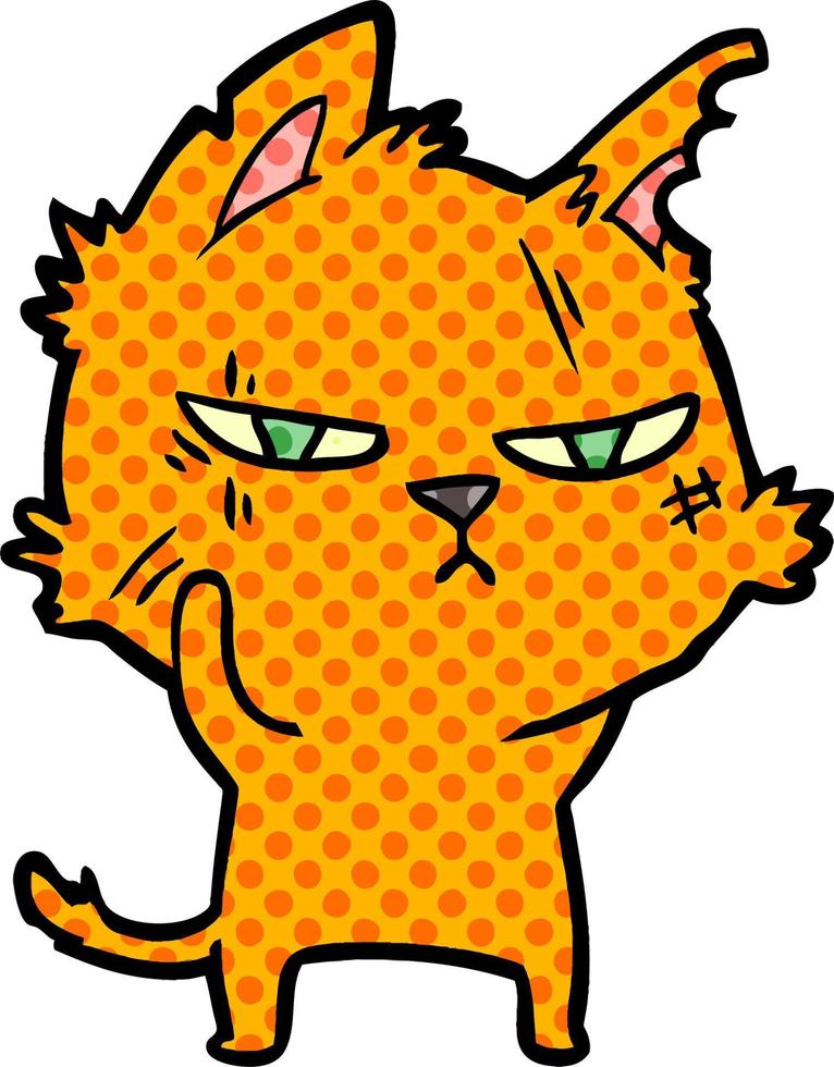 tough cartoon cat vector