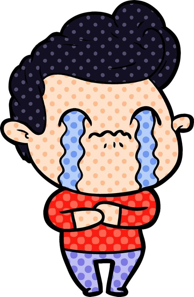 cartoon man crying vector