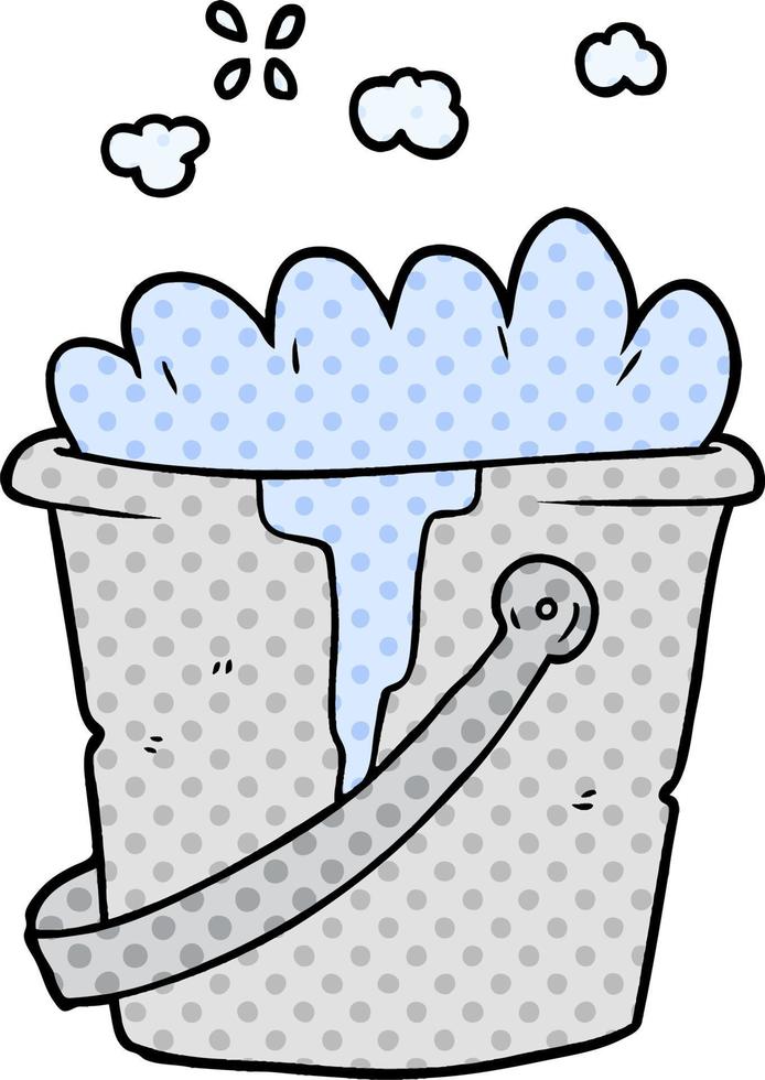 cartoon bucket of soapy water vector