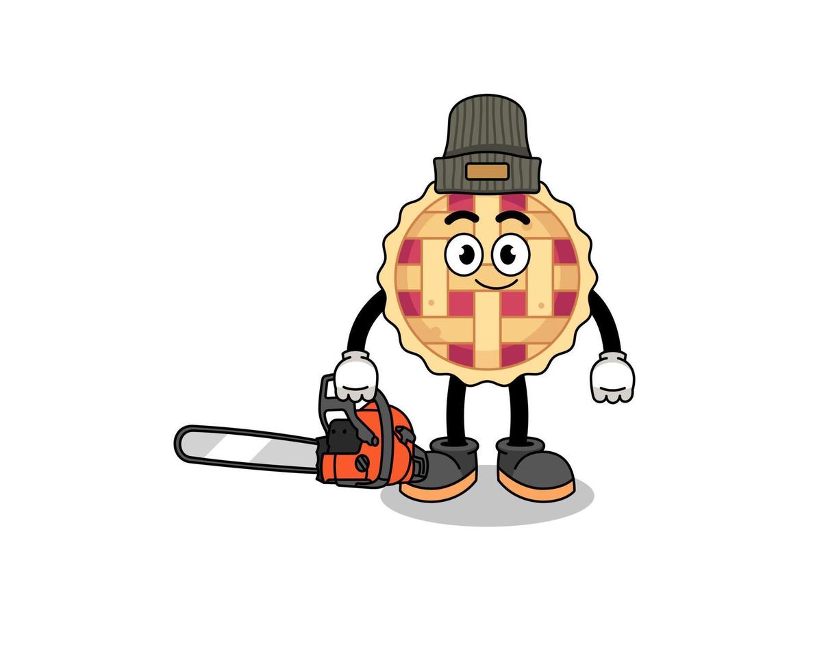 apple pie illustration cartoon as a lumberjack vector